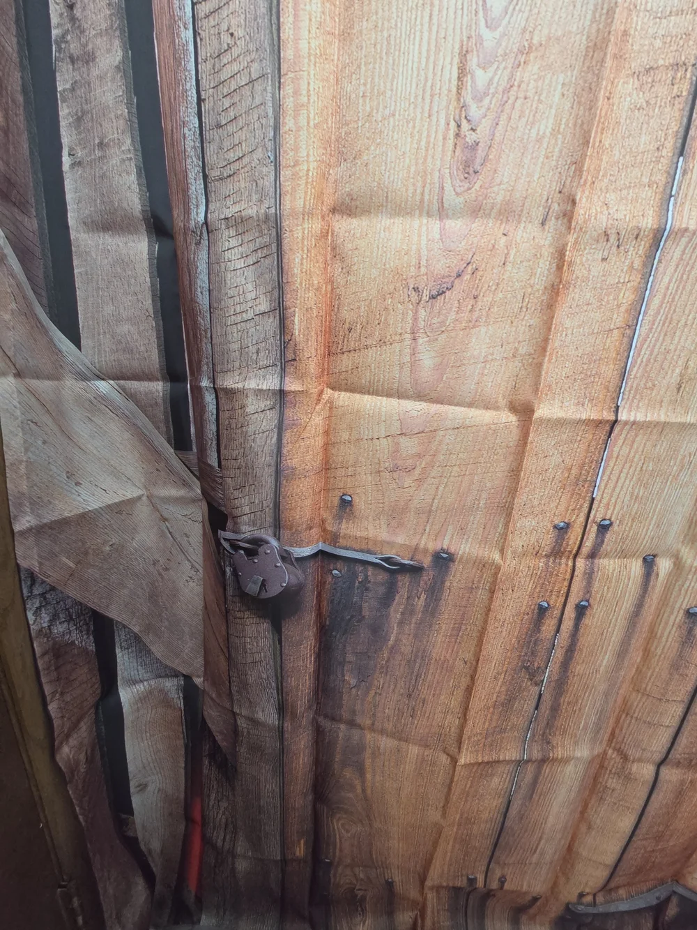 Extra long Wood Plank Printed Shower Curtain - Rustic Barn Door Design
